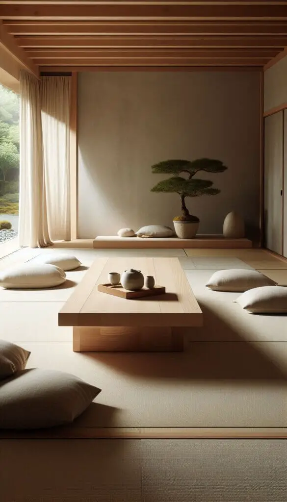 Japanese-Style Low Wooden Table